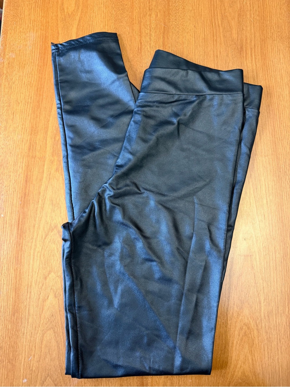 Topshop Faux Leather Leggings in Black